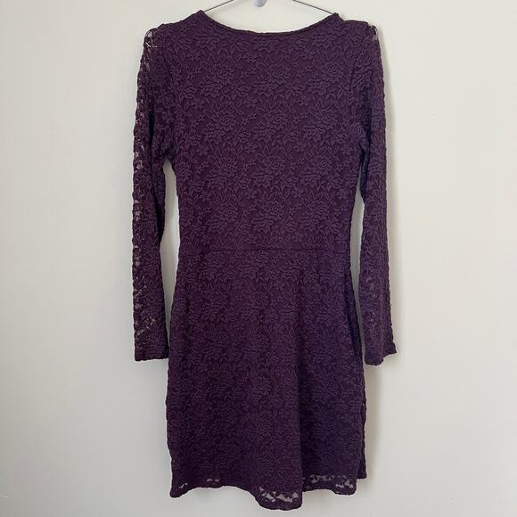 Abercrombie & Fitch Long Sleeve Purple Lace Overlay Dress Size M - Picture 3 of 12